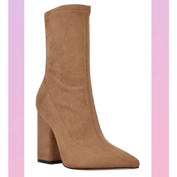 NIB Marc Fisher LTD Medium Natural Suede Larry Pointed Toe Ankle Boots Size 9.5 - Picture 1 of 13